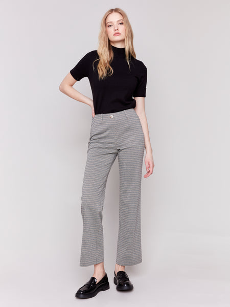 Flare Plaid Pull-On Pants