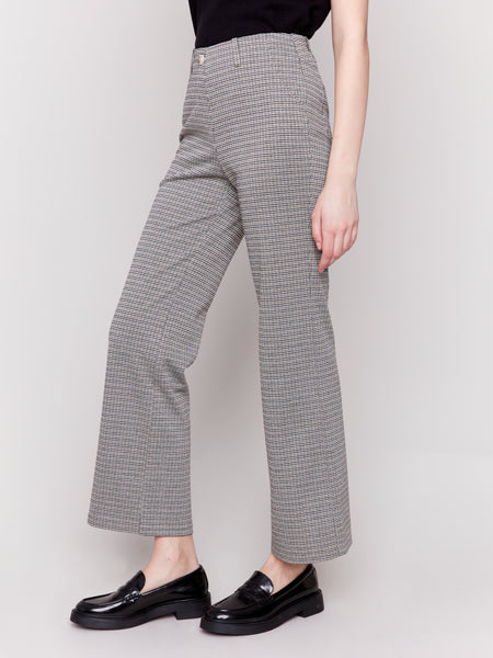 Flare Plaid Pull-On Pants