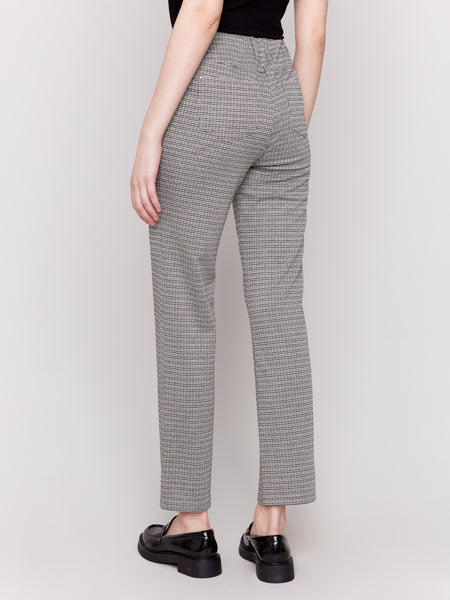 Flare Plaid Pull-On Pants