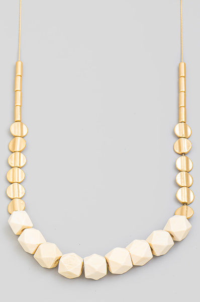 Block Bead Charm Long Necklace