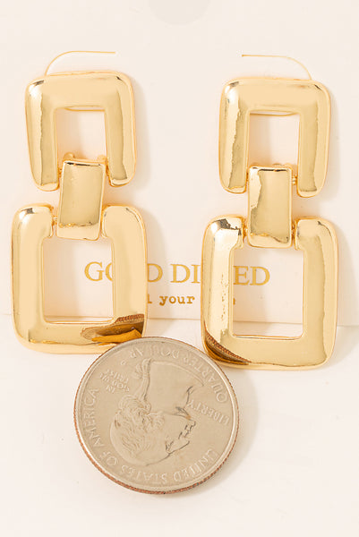 Dipped Square Chain Link Drop Earrings