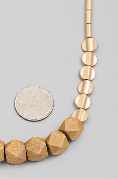 Block Bead Charm Long Necklace