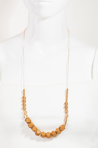 Block Bead Charm Long Necklace
