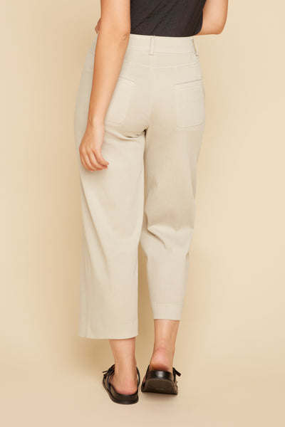 Cropped Wide Leg Cotton Mix Pants