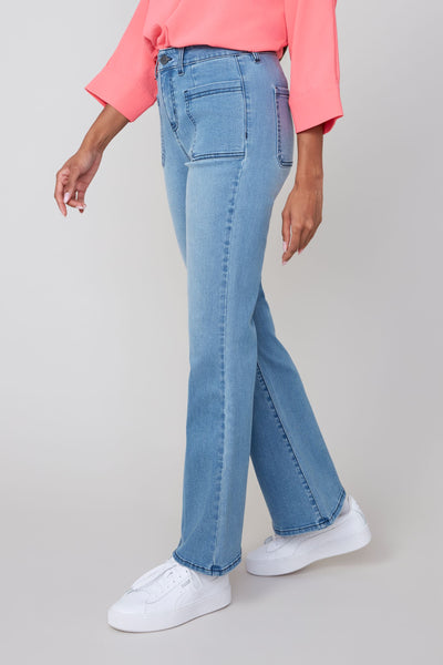 Cropped Wide Leg Denim Pants