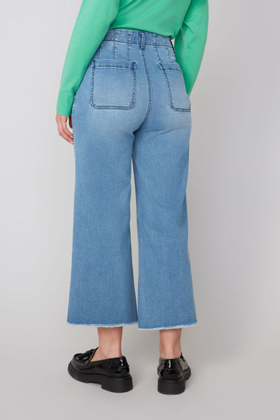 Cropped Wide Leg Denim Pants