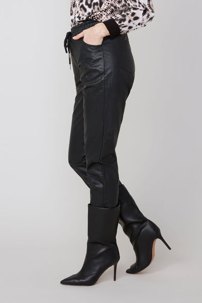 Crinkled Vegan Leather Pants