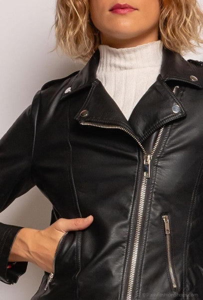 Faux-Leather Biker Jacket