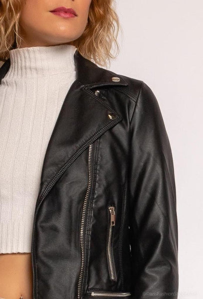 Faux-Leather Biker Jacket