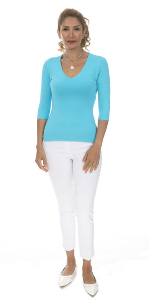 3/4 Sleeve V-Neck Top