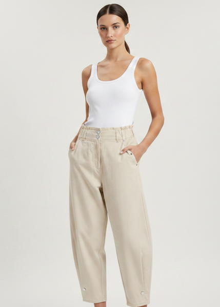 Detail Waist Denim Pants