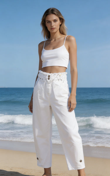 Detail Waist Denim Pants