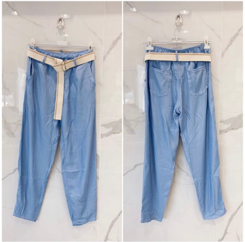 Belted Cotton Pants