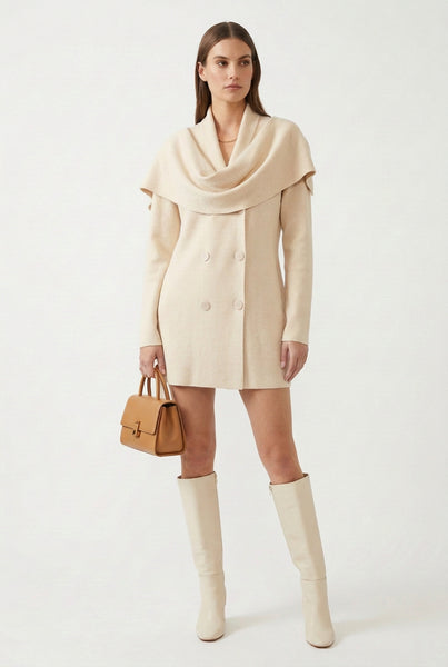 Draped Shawl Collar Sweater Tunic