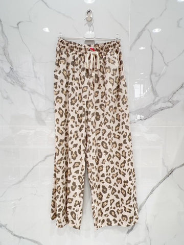 Leopard Print Linen Mix Pants