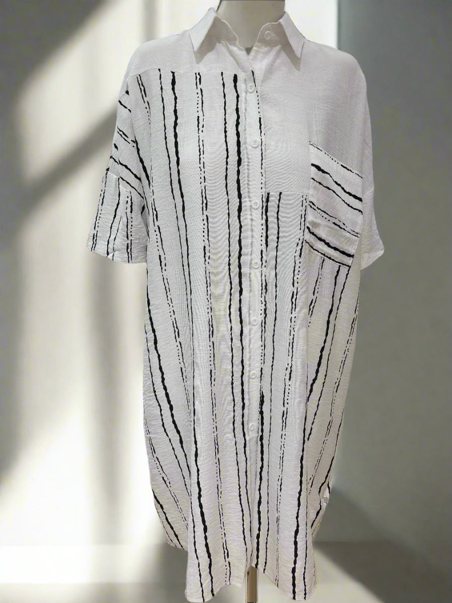 Stripe Button Front Dress