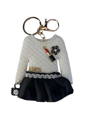 Glitter Dress Pearl Bead Key Chain
