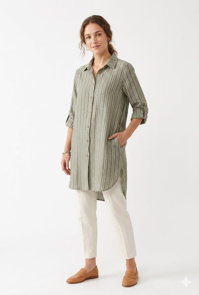 Stripe Button Front Tunic