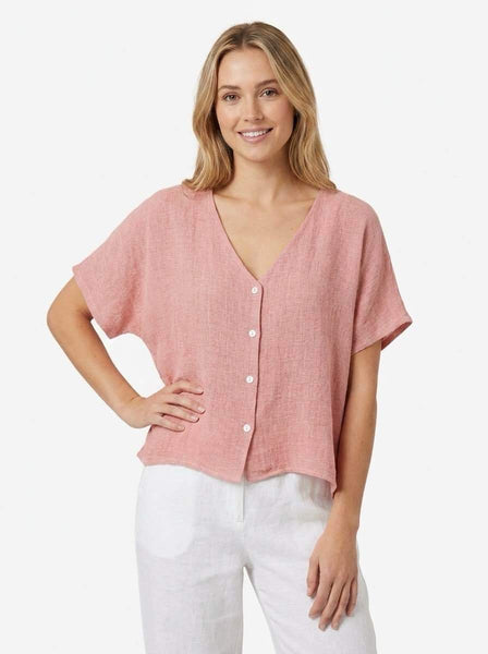 V Neck Button Down Top