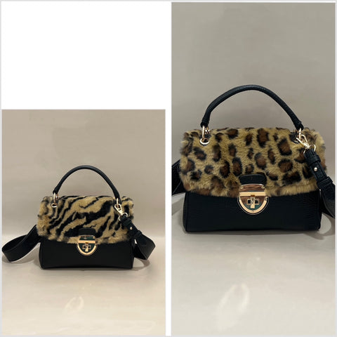 Animal Print Fur Handbag