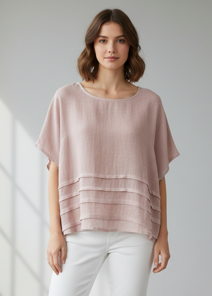 Short Sleeve Linen/Cotton Top - Italian