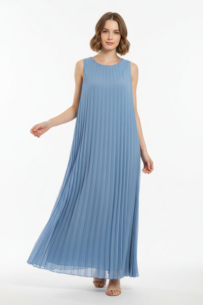 Sleeveless Pleated Long Dress