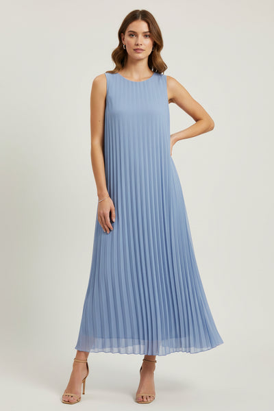 Sleeveless Pleated Long Dress