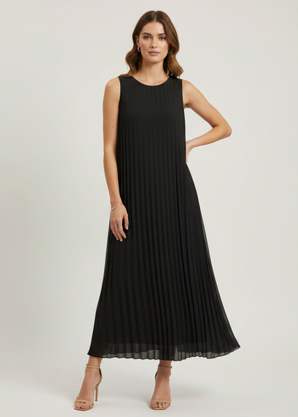 Sleeveless Pleated Long Dress