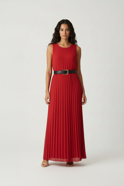 Sleeveless Pleated Long Dress