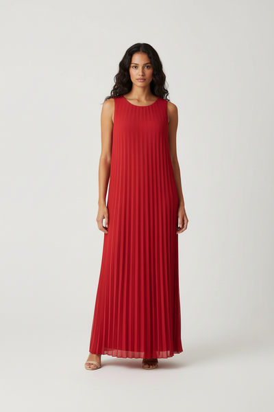 Sleeveless Pleated Long Dress