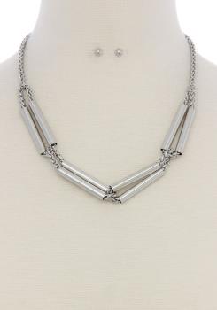 Metal Tube Multi Strand Short Necklace