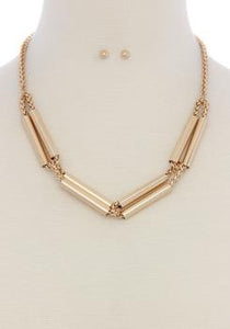 Metal Tube Multi Strand Short Necklace
