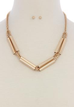 Metal Tube Multi Strand Short Necklace
