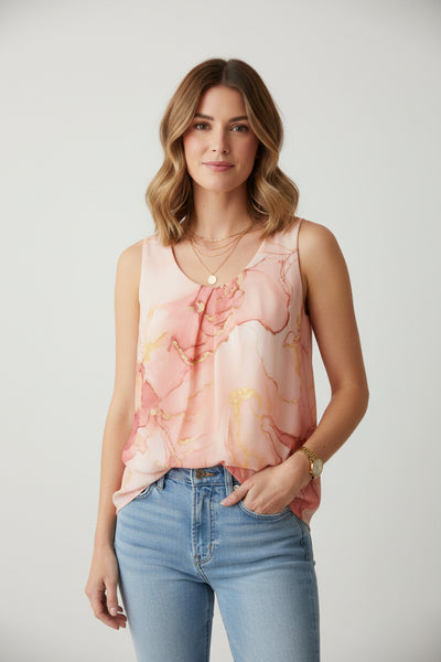 Sleeveless Marble Pattern Top