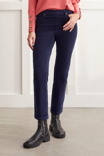 Straight Leg Corduroy Pants With Frayed Hem