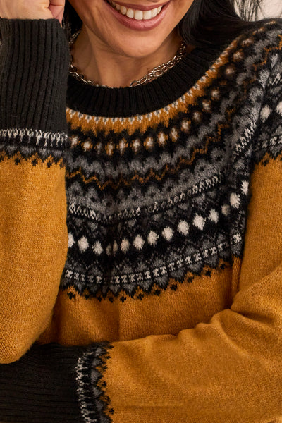 Long Sleeve Cowl Neck Jacquard Sweater
