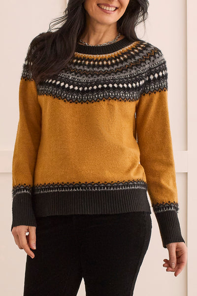 Long Sleeve Cowl Neck Jacquard Sweater