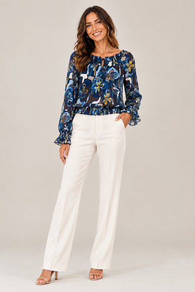 Long Sleeve Floral Print Top