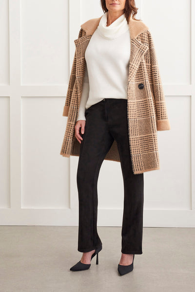 Suede Boot Cut Pants With Front Leg Seam
