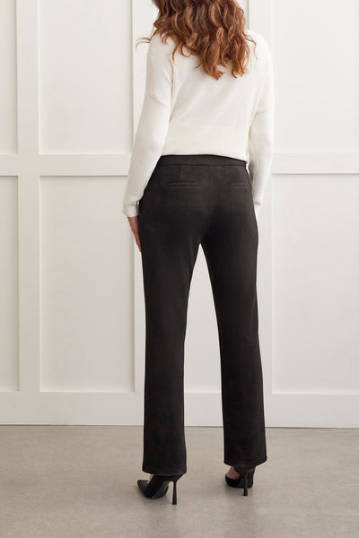 Suede Boot Cut Pants With Front Leg Seam