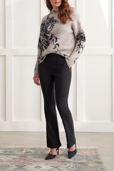 Double Knit Funnel Neck Print Sweater