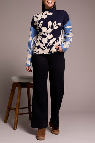 Knit Jacquard Funnel/Neck Sweater