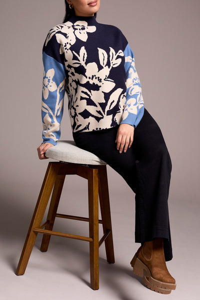 Knit Jacquard Funnel/Neck Sweater