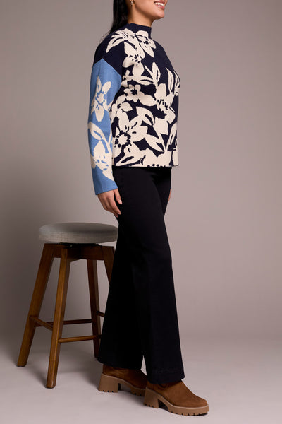 Knit Jacquard Funnel/Neck Sweater