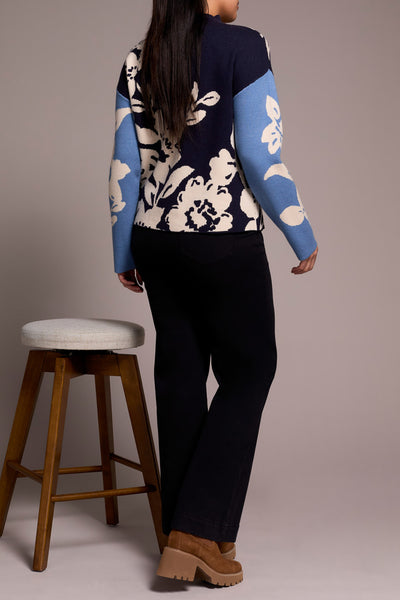 Knit Jacquard Funnel/Neck Sweater