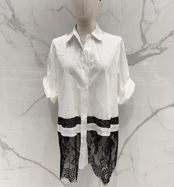 Lace Bottom Cotton Shirt