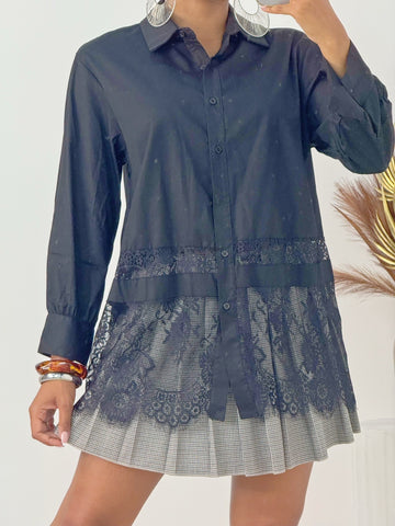Lace Bottom Cotton Shirt