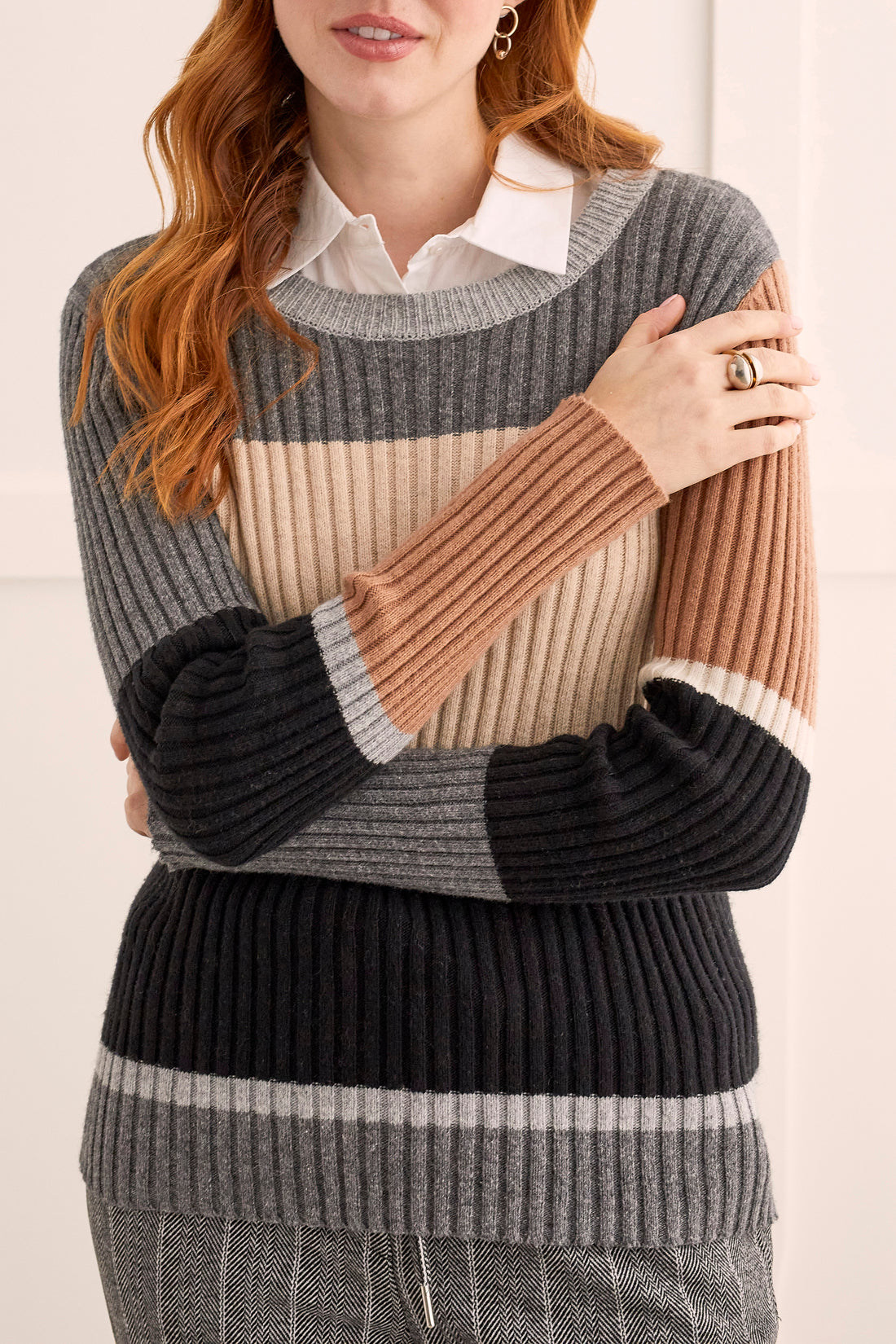 Ribbed Color Block Sweater