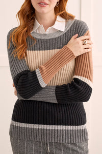 Ribbed Color Block Sweater