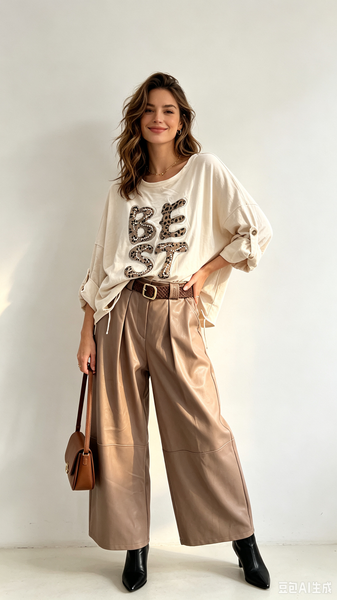 Belted Vegan Leather Gaucho